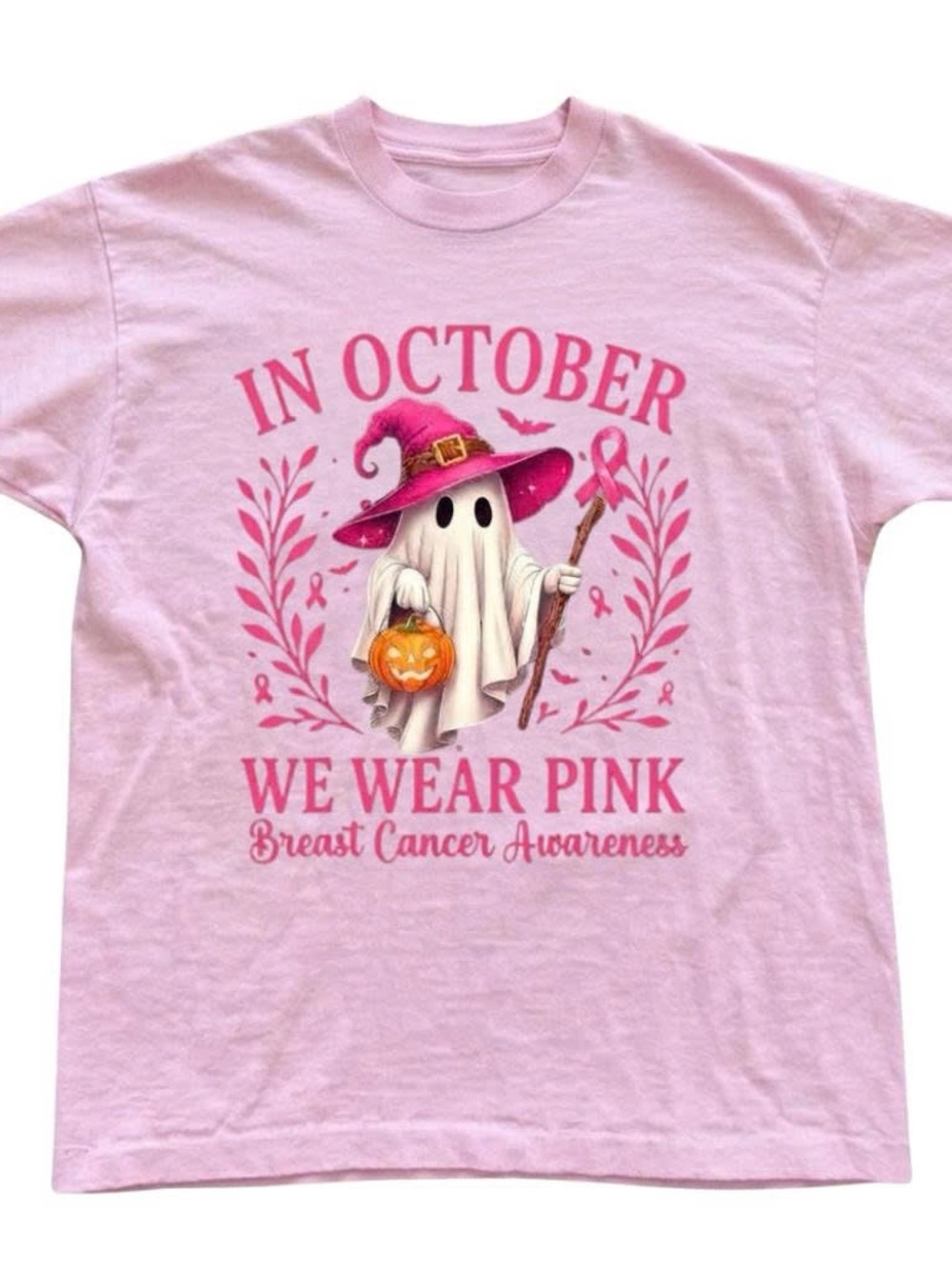 Breast Cancer Awareness Pink Graphic Tee - "In October We Wear Pink"